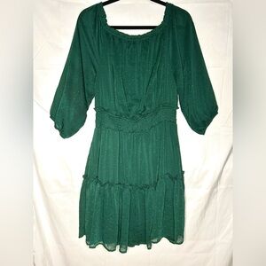 Long Sleeve Ryan Michelle Off Shoulder Dress Swiss Dot Ruffle Fall Spring